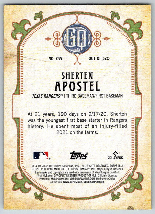 Sherten Apostel 2022 Topps Gypsy Queen # 235 Texas Rangers - Collectible Craze America