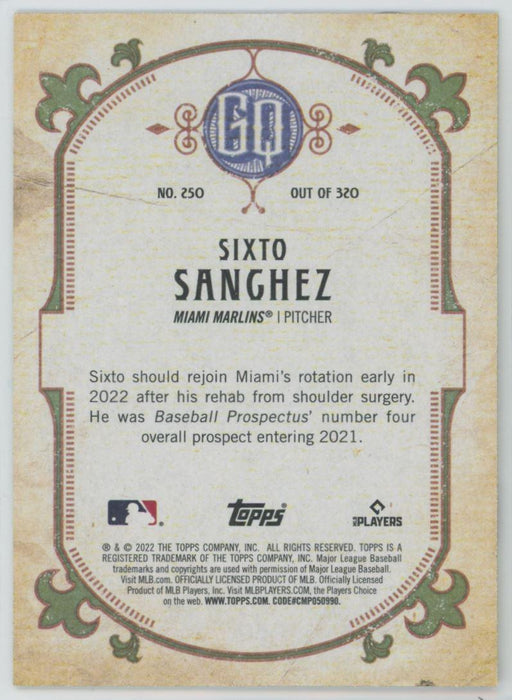 Sixto Sanchez 2022 Topps Gypsy Queen # 250 Miami Marlins - Collectible Craze America