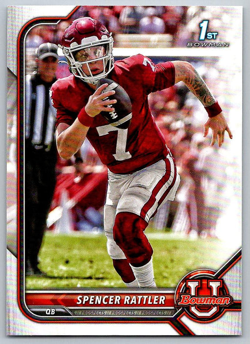 Spencer Rattler 2021 Bowman University Football # 28 Oklahoma Sooners 1st Bowman - Collectible Craze America