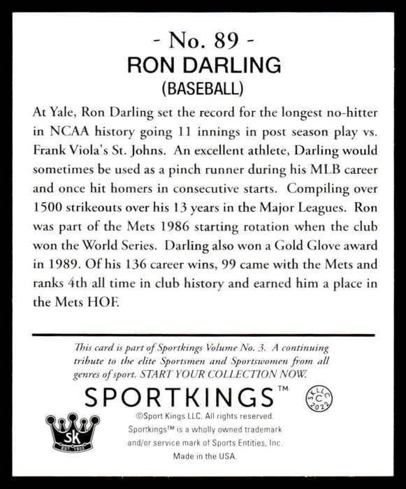 Ron Darling 2022 Sportskings Volume 3 Mini Back of Card