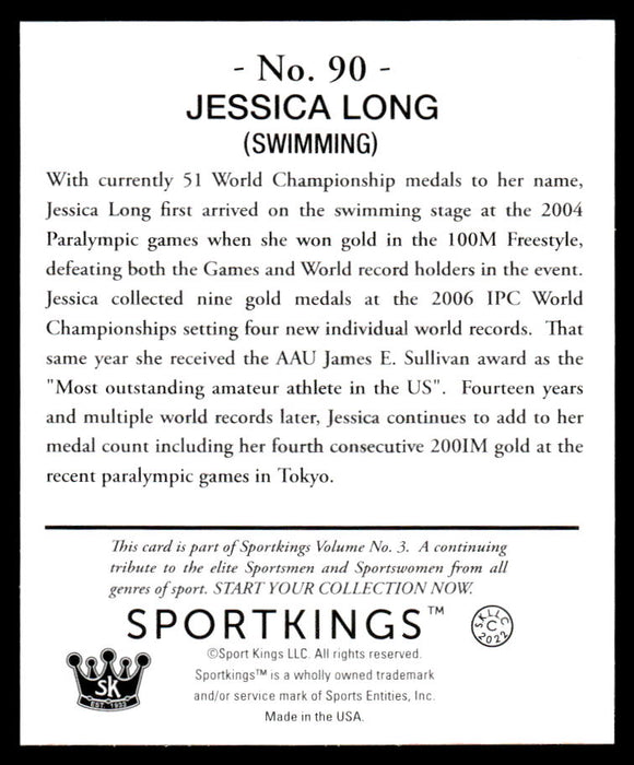 Jessica Long 2022 Sportskings Volume 3 Mini Back of Card