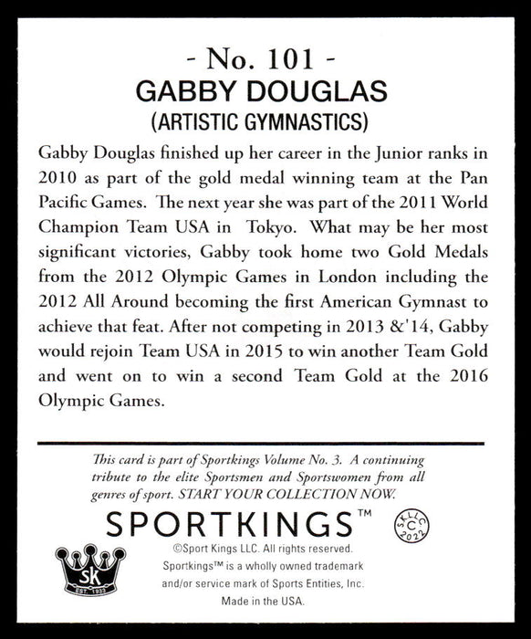 Gabby Douglas 2022 Sportskings Volume 3 Mini Back of Card