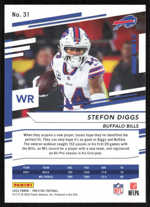 Stefon Diggs 2022 Panini Prestige # 31 Buffalo Bills - Collectible Craze America