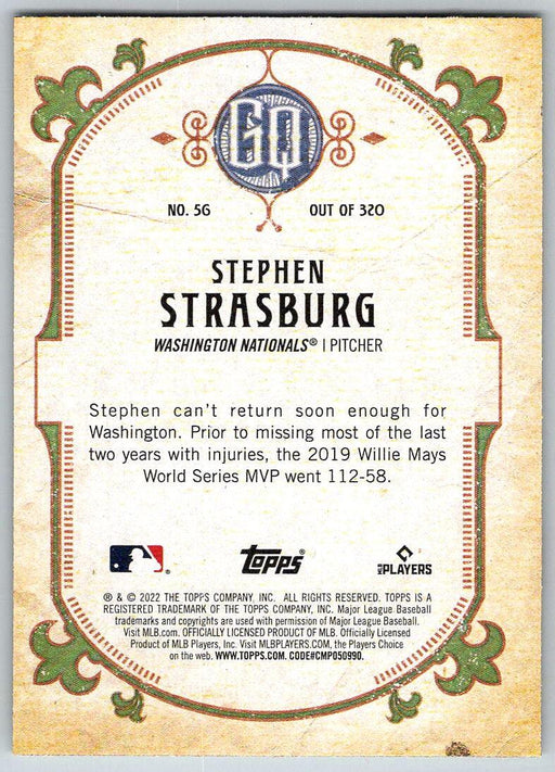 Stephen Strasburg 2022 Topps Gypsy Queen # 56 Washington Nationals - Collectible Craze America