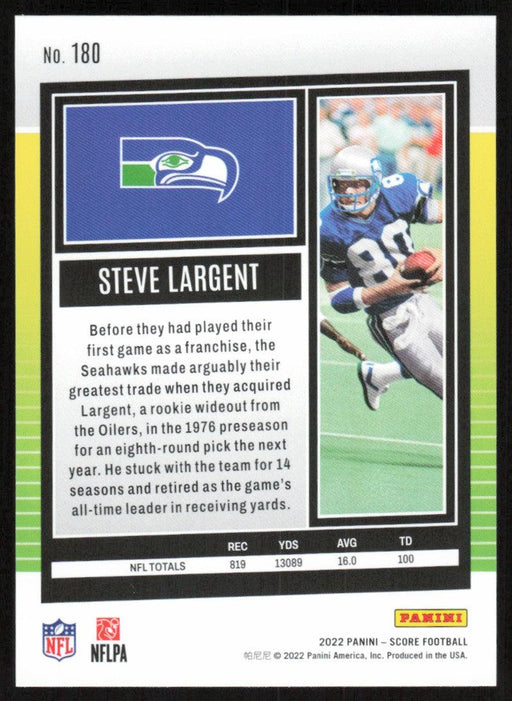 Steve Largent 2022 Panini Score Football # 180 Base Seattle Seahawks - Collectible Craze America