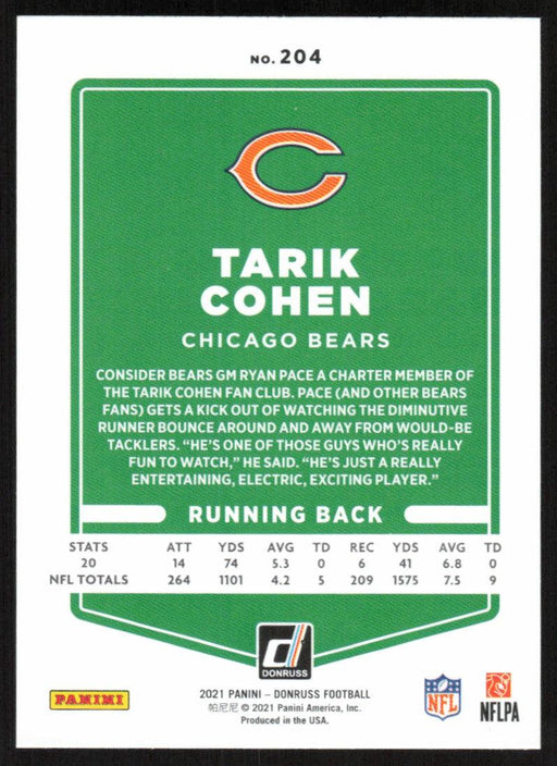 Tarik Cohen 2021 Donruss Football # 204 Chicago Bears Base - Collectible Craze America