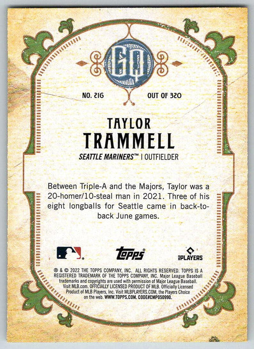 Taylor Trammell 2022 Topps Gypsy Queen # 216 Seattle Mariners - Collectible Craze America