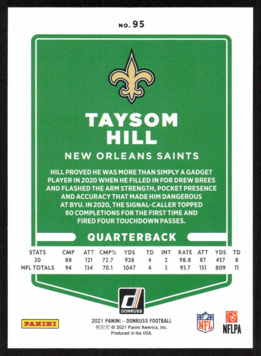 Taysom Hill 2021 Donruss Football # 95 New Orleans Saints Image Variation Base - Collectible Craze America