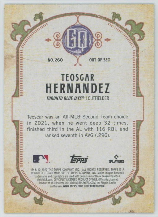 Teoscar Hernandez 2022 Topps Gypsy Queen # 260 Green Border Toronto Blue Jays - Collectible Craze America