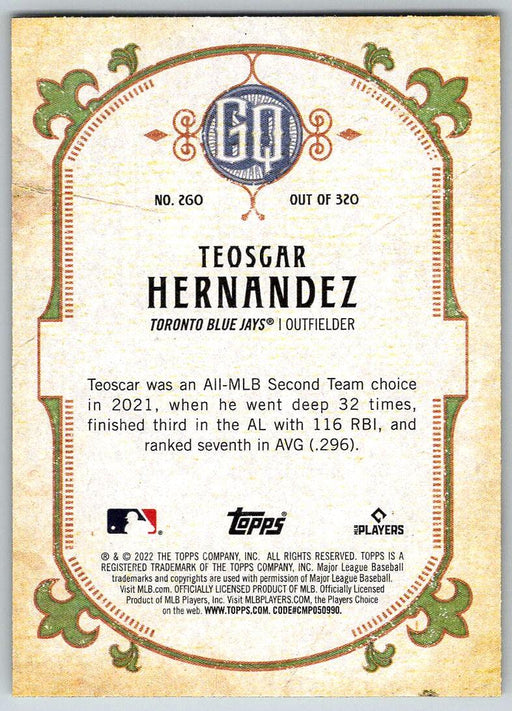 Teoscar Hernandez 2022 Topps Gypsy Queen # 260 Toronto Blue Jays - Collectible Craze America