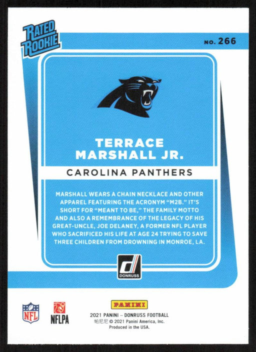 Terrace Marshall Jr. 2021 Donruss Football # 266 RC Carolina Panthers Rated Rookie Base - Collectible Craze America