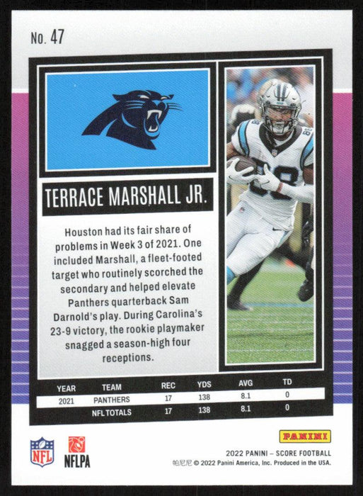 Terrace Marshall Jr. 2022 Panini Score Football # 47 Base Carolina Panthers - Collectible Craze America