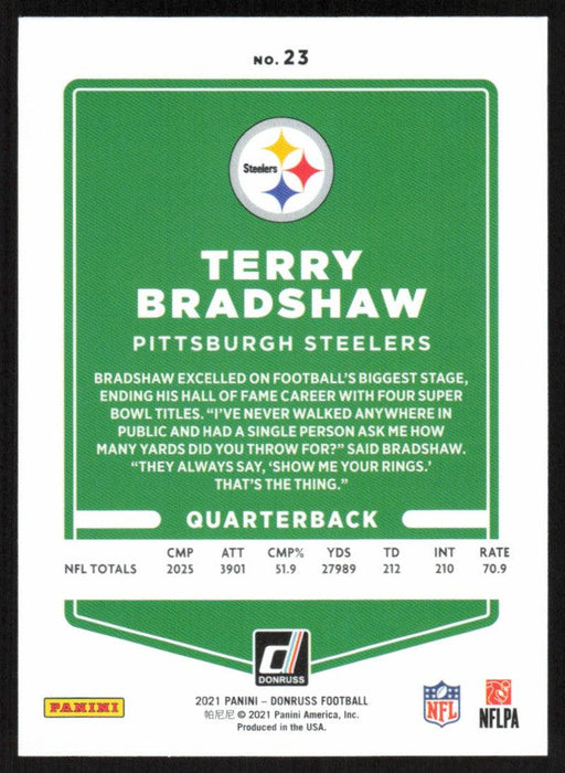 Terry Bradshaw 2021 Donruss Football # 23 Pittsburgh Steelers Base - Collectible Craze America