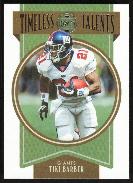 Tiki Barber 2022 Panini Legacy Timeless Talents # TT-20 New York Giants - Collectible Craze America