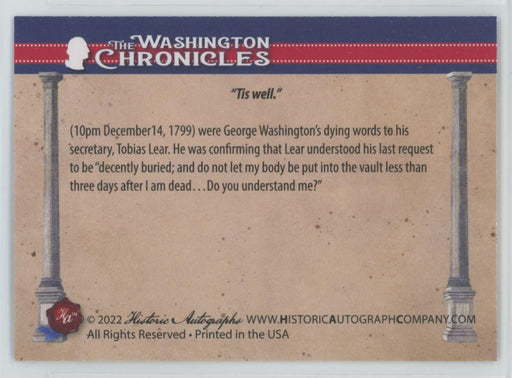 Tis Well 2022 The Washington Chronicles # 209 - Collectible Craze America