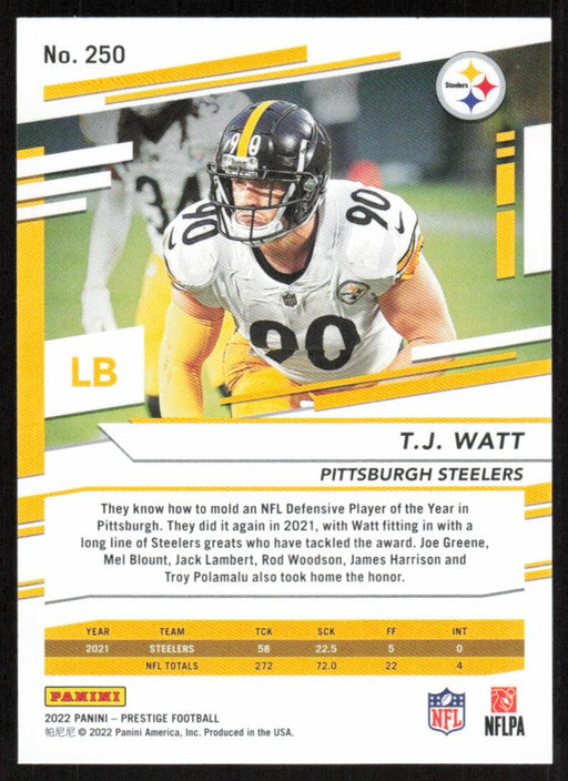 TJ Watt 2022 Panini Prestige # 250 Pittsburgh Steelers - Collectible Craze America