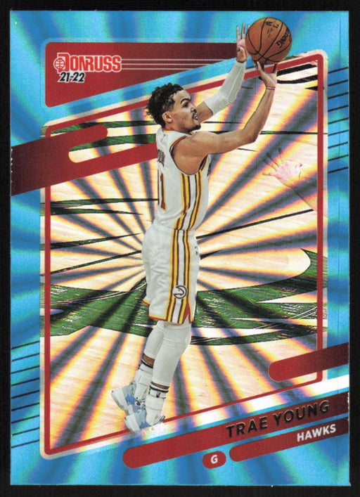 Trae Young 2021 Donruss # 56 Teal Holo Laser Atlanta Hawks - Collectible Craze America