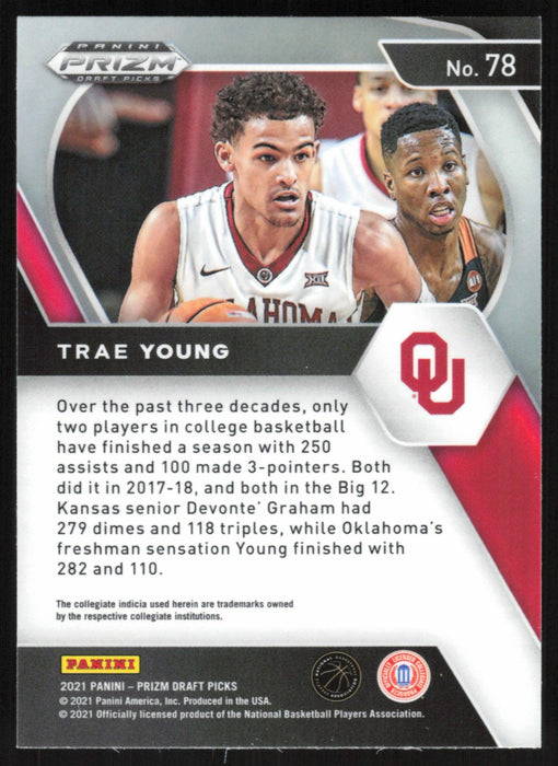 Trae Young 2021 Panini Prizm Draft Picks # 78 Oklahoma Sooners - Collectible Craze America