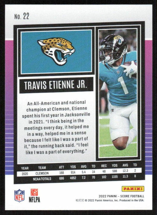 Travis Etienne Jr. 2022 Panini Score Football # 22 Base Jacksonville Jaguars - Collectible Craze America