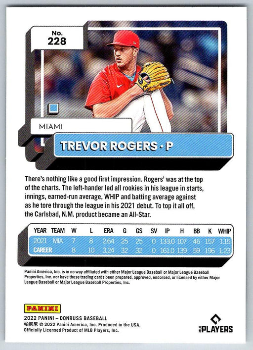 Trevor Rogers 2022 Donruss Baseball # 228 Miami Marlins - Collectible Craze America