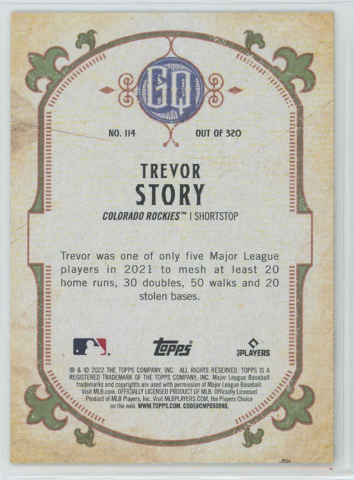 Trevor Story 2022 Topps Gypsy Queen # 114 Colorado Rockies - Collectible Craze America