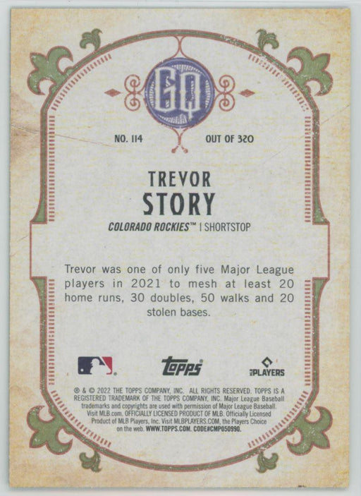 Trevor Story 2022 Topps Gypsy Queen # 114 Green Border Colorado Rockies - Collectible Craze America