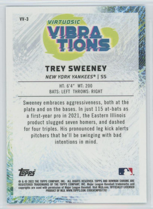 Trey Sweeney 2022 Bowman Virtuosic Vibrations # VV-3 Insert New York Yankees - Collectible Craze America