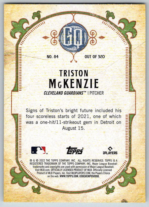 Triston McKenzie 2022 Topps Gypsy Queen # 84 Cleveland Guardians - Collectible Craze America