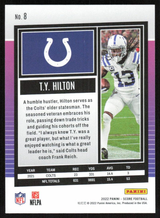 TY Hilton 2022 Panini Score Football # 8 Base Indianapolis Colts - Collectible Craze America