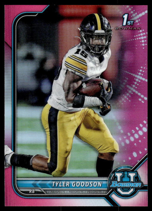 Tyler Goodson 2021 Bowman University Football # 40 1st Pink Refractor Iowa Hawkeyes - Collectible Craze America