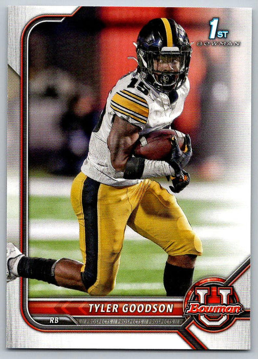 Tyler Goodson 2021 Bowman University Football # 40 Iowa Hawkeyes 1st Bowman - Collectible Craze America