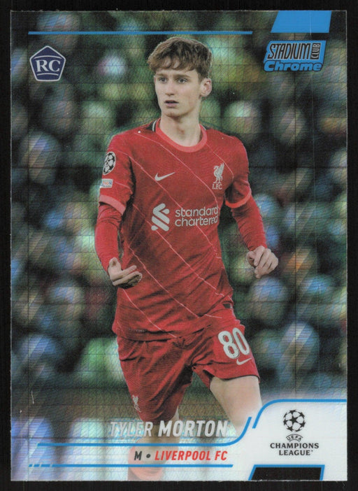 Tyler Morton 2021 Topps Stadium Club Chrome UEFA # 92 RC Blue Prism Refractor Liverpool FC - Collectible Craze America