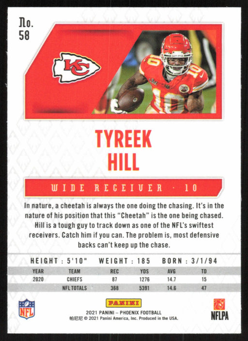 Tyreek Hill 2021 Panini Phoenix # 58 Kansas City Chiefs Base - Collectible Craze America