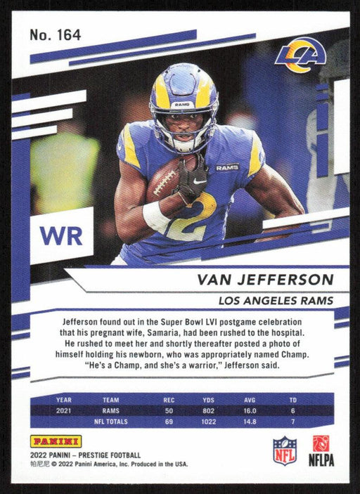 Van Jefferson 2022 Panini Prestige # 164 Los Angeles Rams - Collectible Craze America