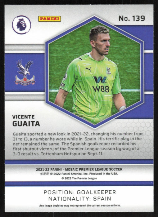 Vicente Guaita 2021 Panini Mosaic Premier League # 139 Crystal Palace Base - Collectible Craze America