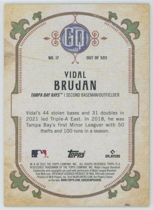 Vidal Brujan 2022 Topps Gypsy Queen # 17 RC Green Border Tampa Bay Rays - Collectible Craze America