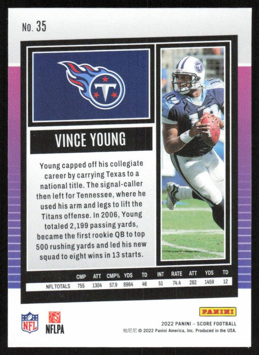 Vince Young 2022 Panini Score Football # 35 Base Tennessee Titans - Collectible Craze America