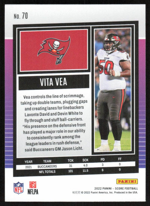 Vita Vea 2022 Panini Score Football # 70 Base Tampa Bay Buccaneers - Collectible Craze America