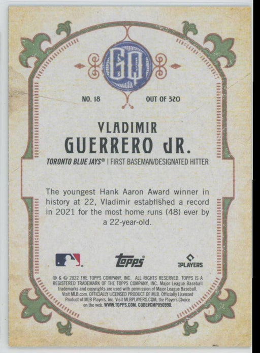 Vladimir Guerrero Jr. 2022 Topps Gypsy Queen # 18 Toronto Blue Jays - Collectible Craze America