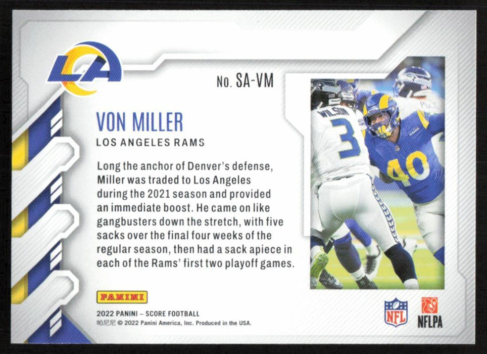 Von Miller 2022 Panini Score Football # SA-VM Sack Attack Los Angeles Rams - Collectible Craze America