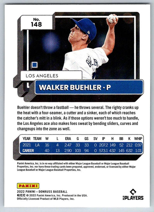 Walker Buehler 2022 Donruss Baseball # 148 Los Angeles Dodgers - Collectible Craze America