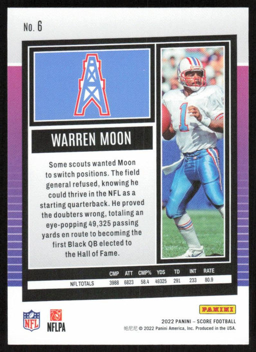 Warren Moon 2022 Panini Score Football # 6 Base Houston Oilers - Collectible Craze America