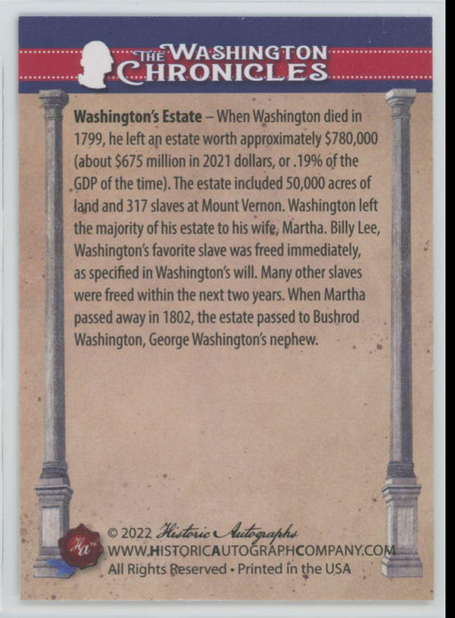 Washington's Estate 2022 The Washington Chronicles # 24 - Collectible Craze America