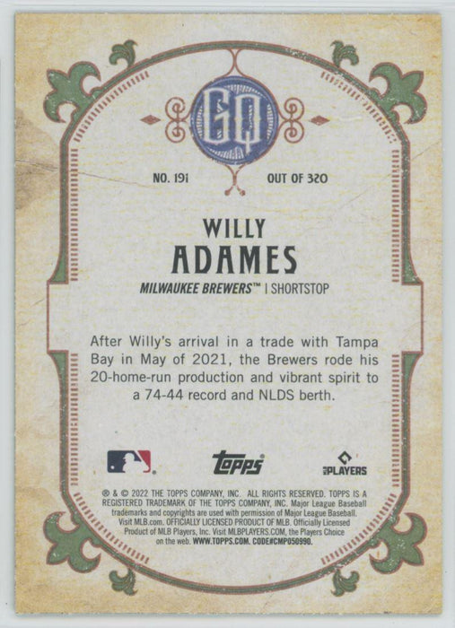 Willy Adames 2022 Topps Gypsy Queen # 191 Green Tampa Bay Rays - Collectible Craze America