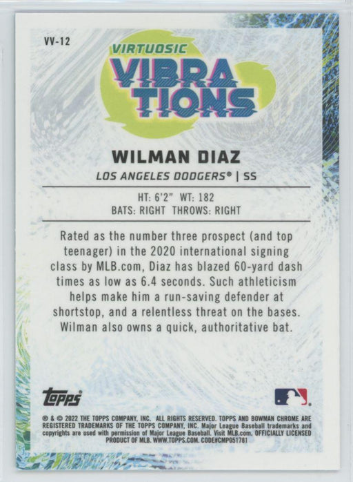 Wilman Diaz 2022 Bowman Virtuosic Vibrations # VV-12 Insert Los Angeles Dodgers - Collectible Craze America