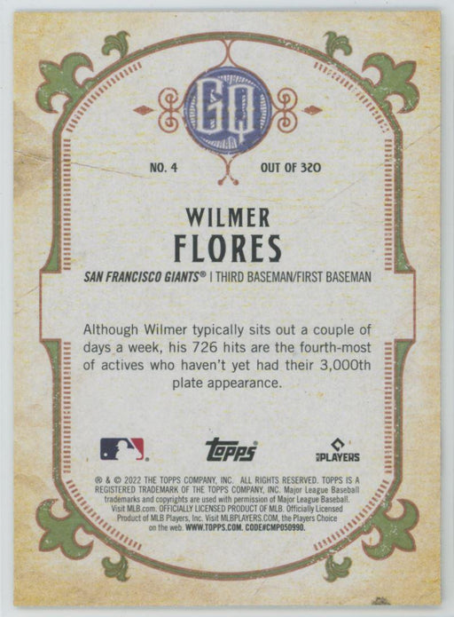 Wilmer Flores 2022 Topps Gypsy Queen # 4 San Francisco Giants - Collectible Craze America