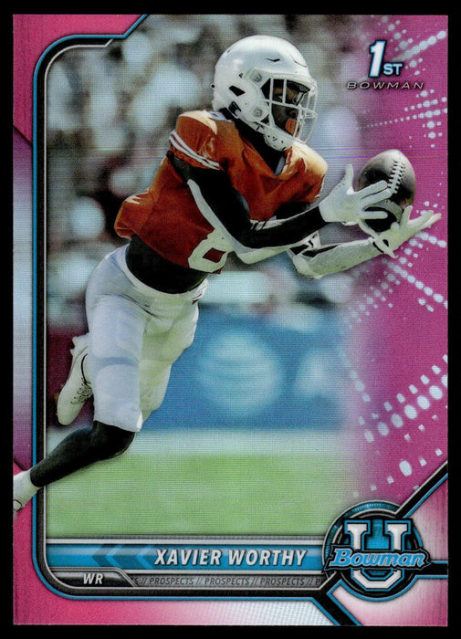 Xavier Worthy 2021 Bowman University Football # 61 1st Pink Refractor Texas Longhorns - Collectible Craze America