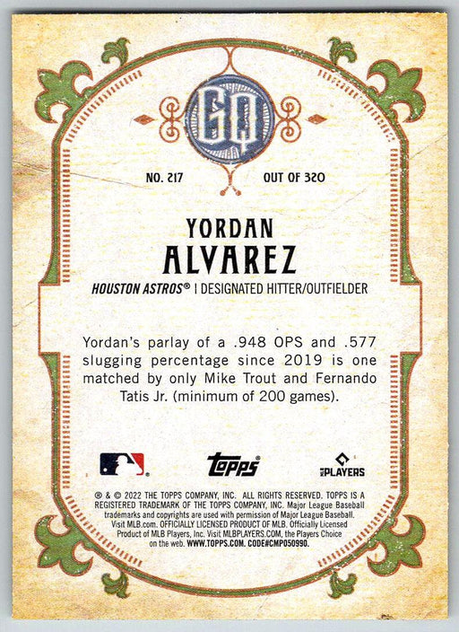 Yordan Alvarez 2022 Topps Gypsy Queen # 217 Houston Astros - Collectible Craze America