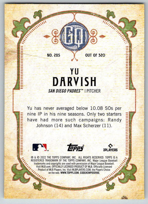 Yu Darvish 2022 Topps Gypsy Queen # 285 San Diego Padres - Collectible Craze America