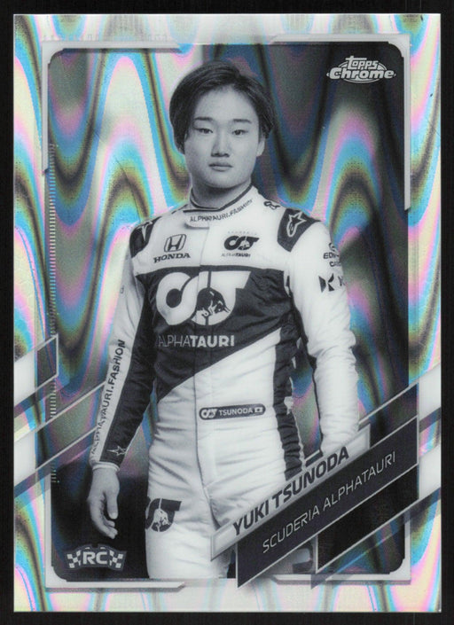 Yuki Tsunoda 2021 Topps Chrome Formula 1 # 14 RC B&W RayWave - Collectible Craze America